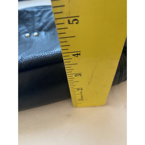 Great American Leather Works Purse Double Top Zip Black SHOULDER Silver Stud - Picture 5 of 10